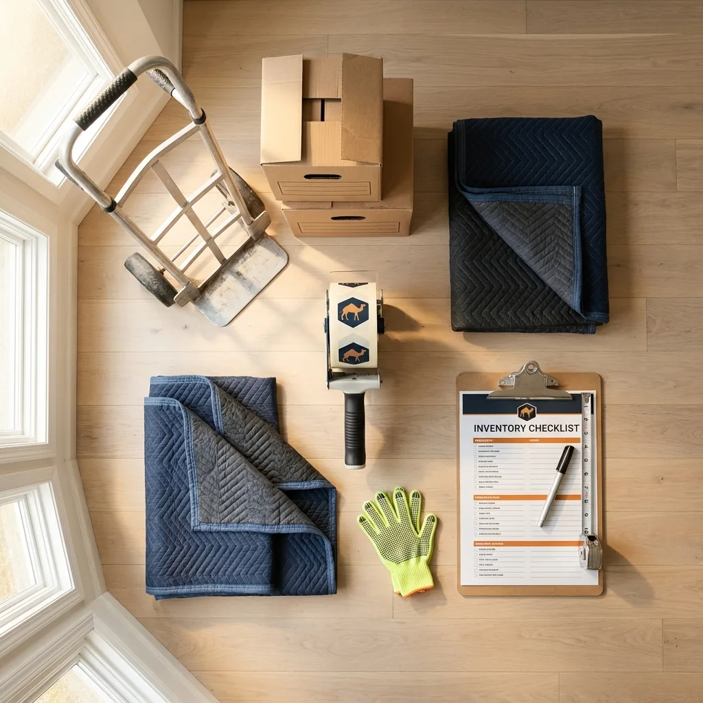 Professional moving supplies and packing materials layout for Tawas City residential relocations